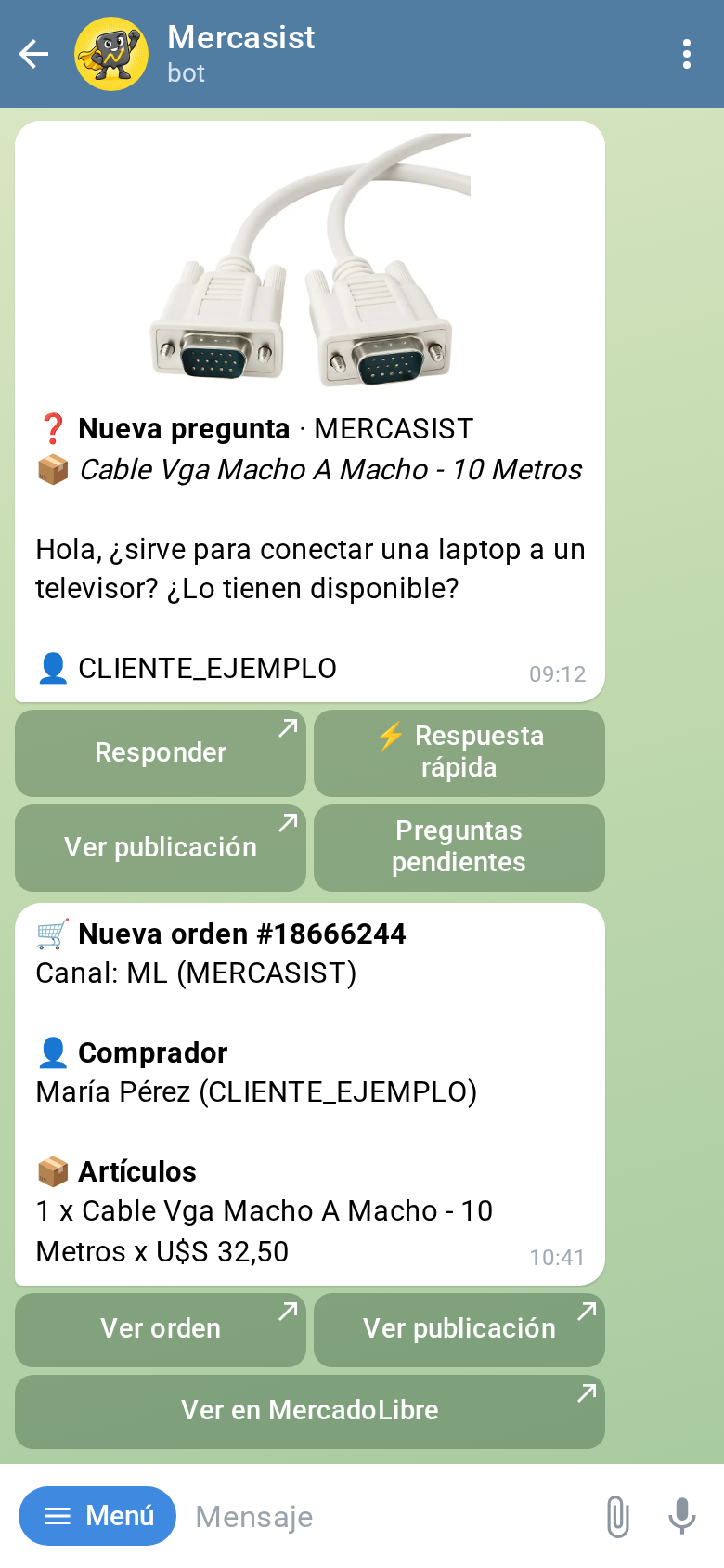 Avisos de una pregunta nueva y de una orden nueva