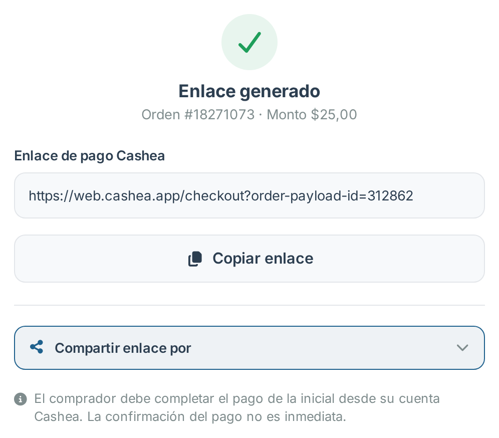Enlace de pago generado