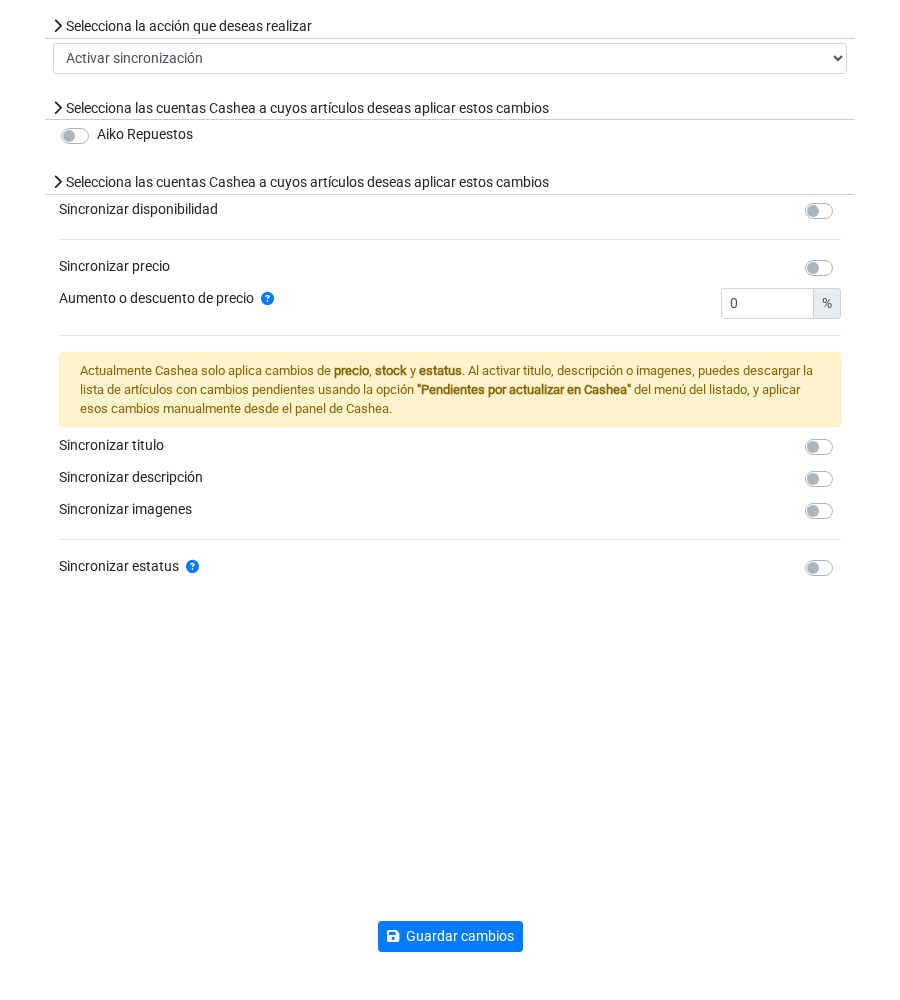 Formulario de sincronización por lote