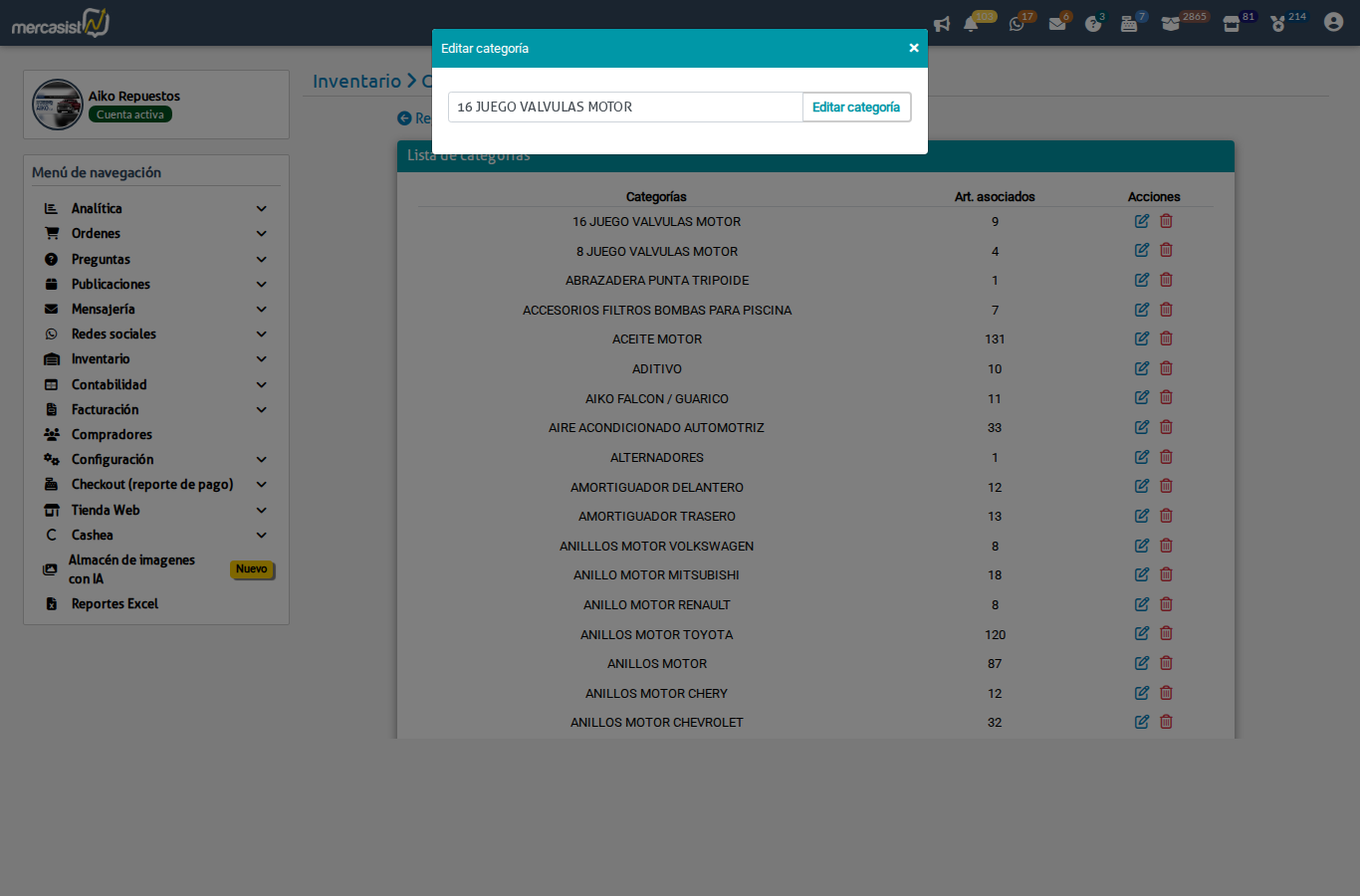 Formulario editar categoria