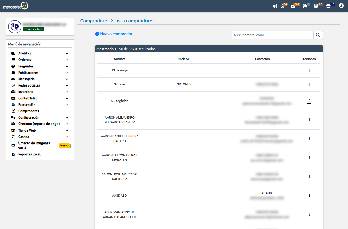 Lista de compradores continuación