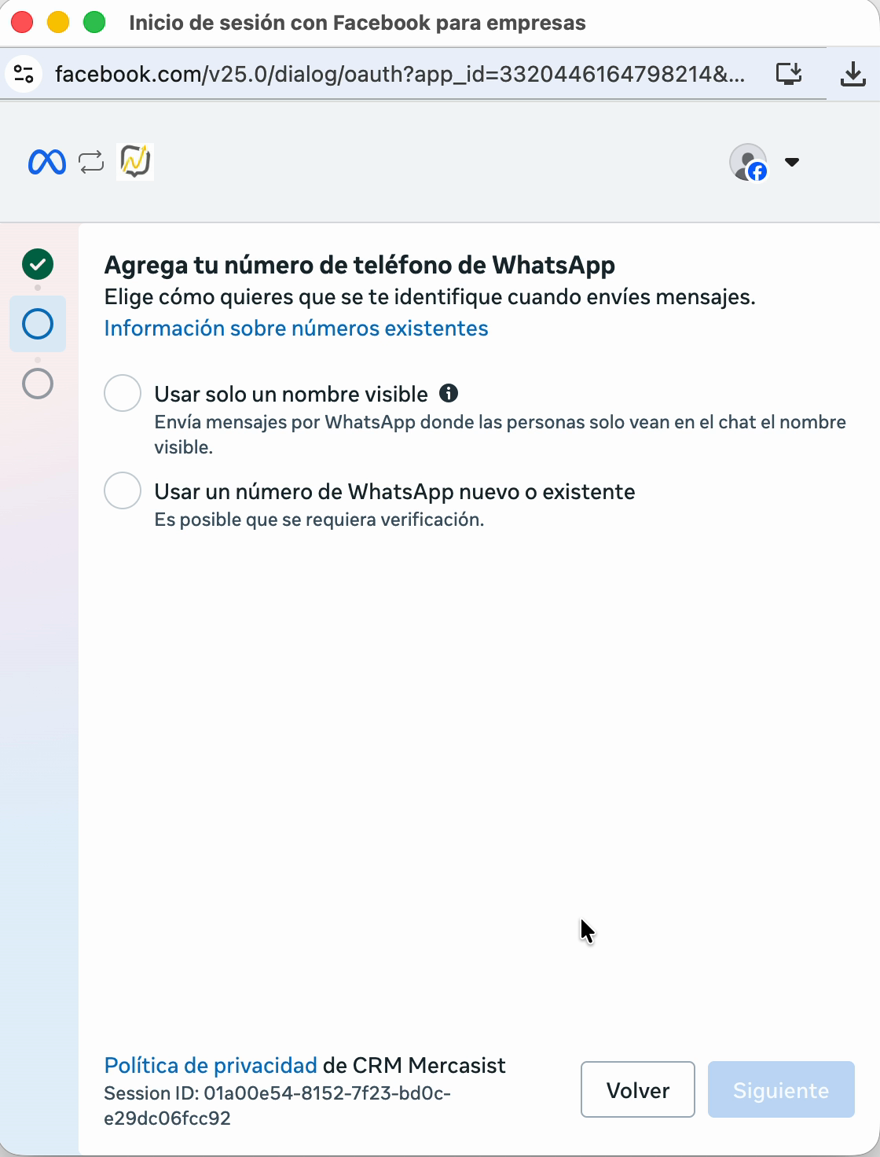 Opciones para agregar el número de teléfono de WhatsApp