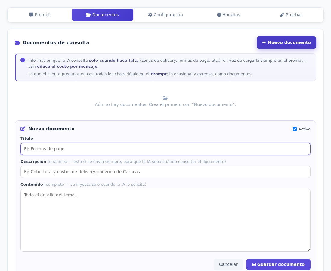 Editor de un documento de consulta