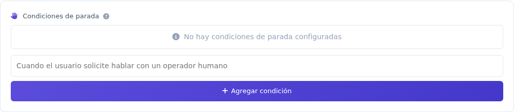 Condiciones de parada