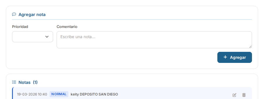 Pagina de notas con nota existente