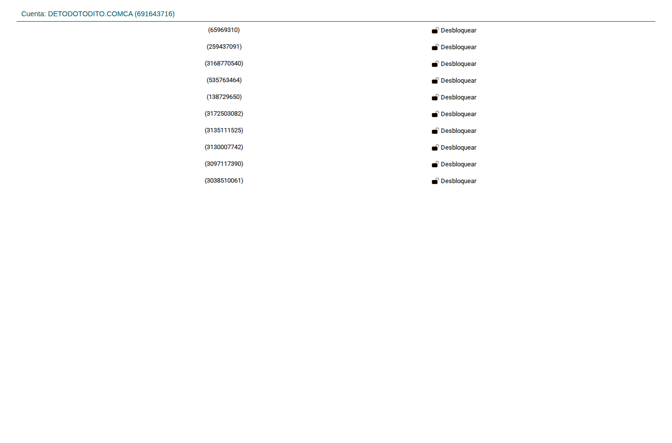 Lista de usuarios bloqueados