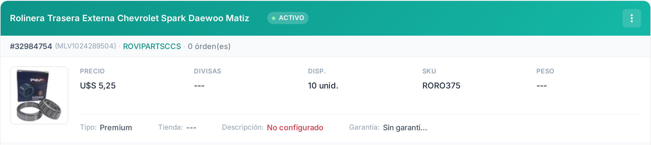 Tarjeta de una publicación mostrando el precio de lista tachado y el precio promocional