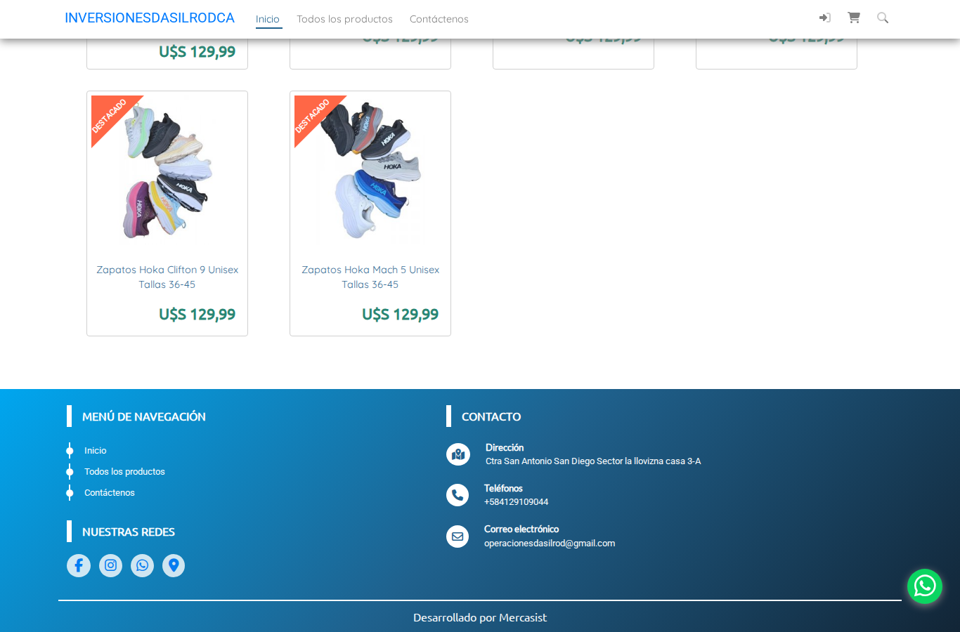 Footer de la tienda